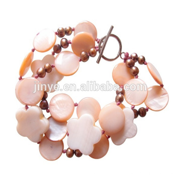 Pulsera bohemia con cuentas de perlas frescas de Sun Beach Shell